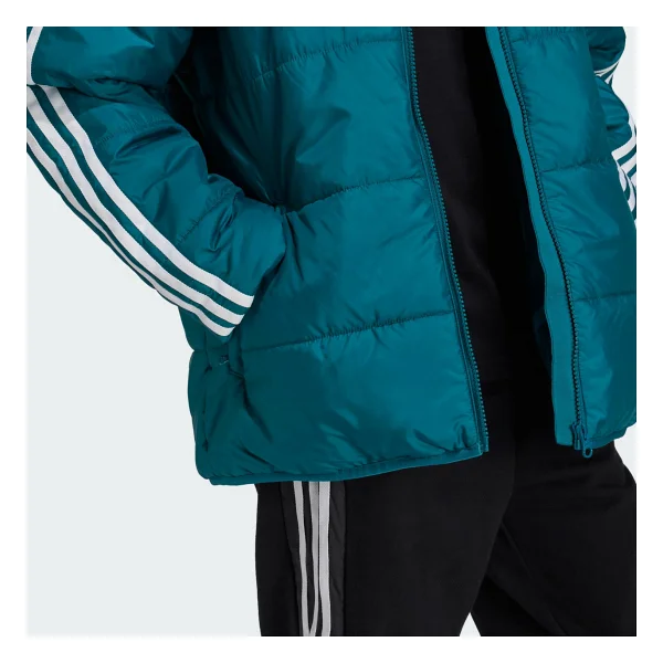 Adidas Adicolor IY7495 Kapüşonlu Turkuaz Çocuk Şişme Mont - Görsel 4