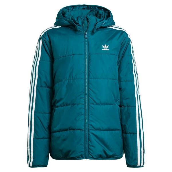 Adidas Adicolor IY7495 Kapüşonlu Turkuaz Çocuk Şişme Mont - Görsel 5