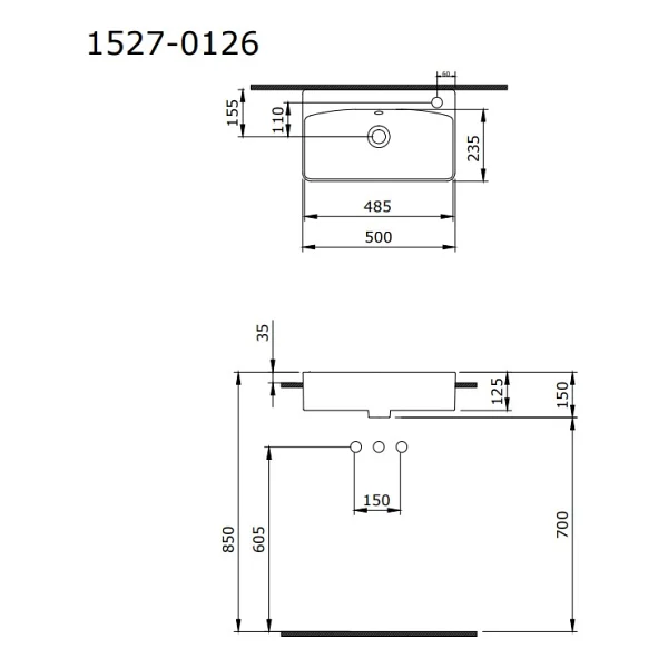 Bocchi Milano 1527-001-0199 Yarım Tezgah Parlak Beyaz Lavabo - Görsel 2