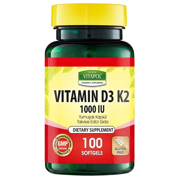 Vitapol Vitamin D3 K2 100 Yumuşak Kapsül 100 Adet 1000 IU İçerik Bilgisi ile Takviye Edici Gıda - Görsel 3