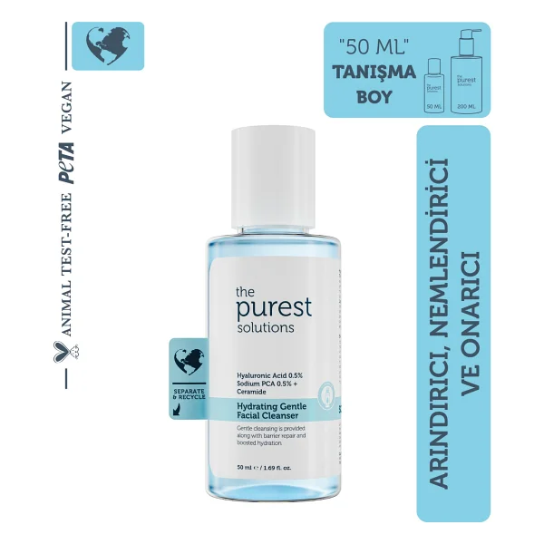 The Purest Solutions Kuru ve Karma Ciltler Için Nemlendirici ve Bariyer Onarıcı Hyalüronik Asit Yüz Temizleme Jeli, Seyahat Boy 50 ml - Option-1 - Görsel 5