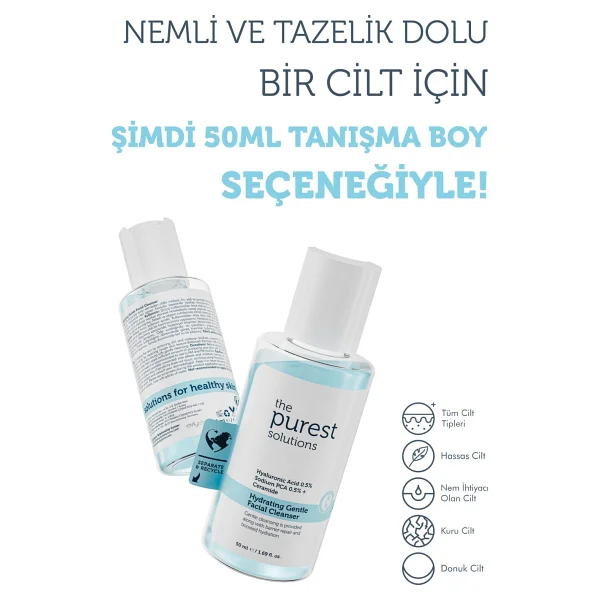 The Purest Solutions Kuru ve Karma Ciltler Için Nemlendirici ve Bariyer Onarıcı Hyalüronik Asit Yüz Temizleme Jeli, Seyahat Boy 50 ml - Option-1 - Görsel 2