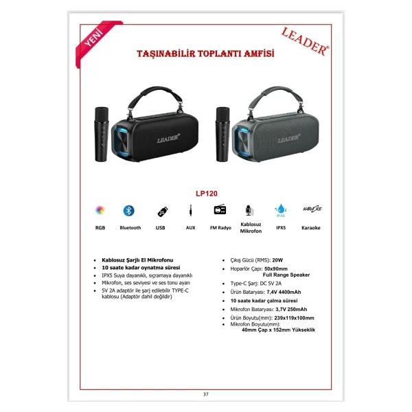 Leader LP120 Bluetooth Hoparlör - Görsel 2