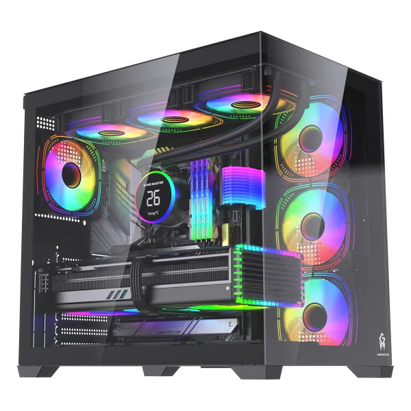 GM Game Master F-7 Lite V2 Gaming Atx Akvaryum Kasa Uzaktan Kumandalı 7 Rgb Fan - 650 W - Görsel 4