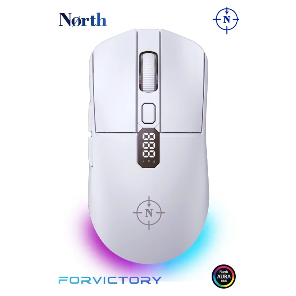 North Odin Pro WL Beyaz Şarjlı Optik Kablosuz Oyuncu Mouse - Görsel 3