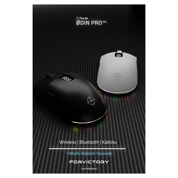 North Odin Pro WL Beyaz Şarjlı Optik Kablosuz Oyuncu Mouse - Görsel 6
