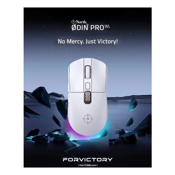 North Odin Pro WL Beyaz Şarjlı Optik Kablosuz Oyuncu Mouse - Görsel 7