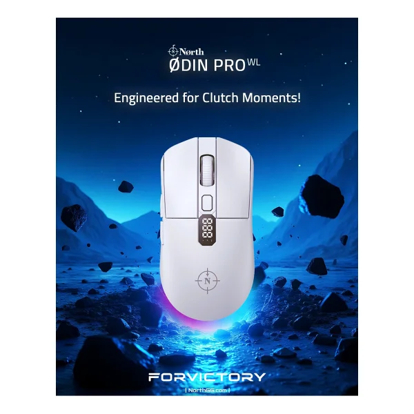 North Odin Pro WL Beyaz Şarjlı Optik Kablosuz Oyuncu Mouse - Görsel 8