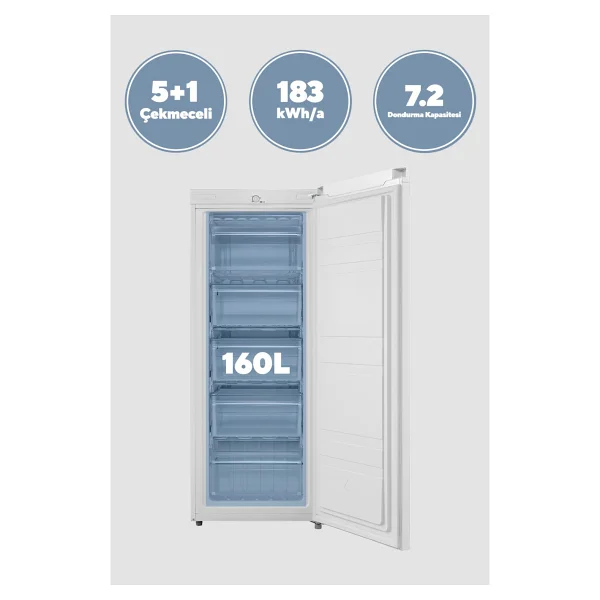 Kumtel HFR-160 5 Çekmeceli Dikey Derin Dondurucu - Görsel 4