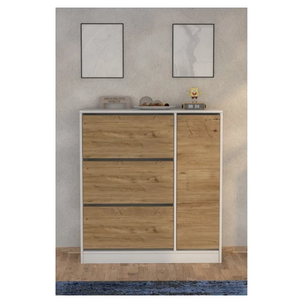 Moonlife Milano Dolaplı 3 Düşer Kapaklı Ayakkabılık - Görsel 7