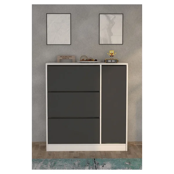 Moonlife Milano Dolaplı 3 Düşer Kapaklı Ayakkabılık - Görsel 6