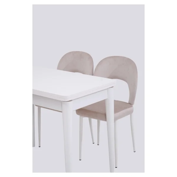 Damla Hilal Mdf Mutfak Masa Sandalye Takımı 60X100CM - Beyaz - 60 x 100 cm - Görsel 2