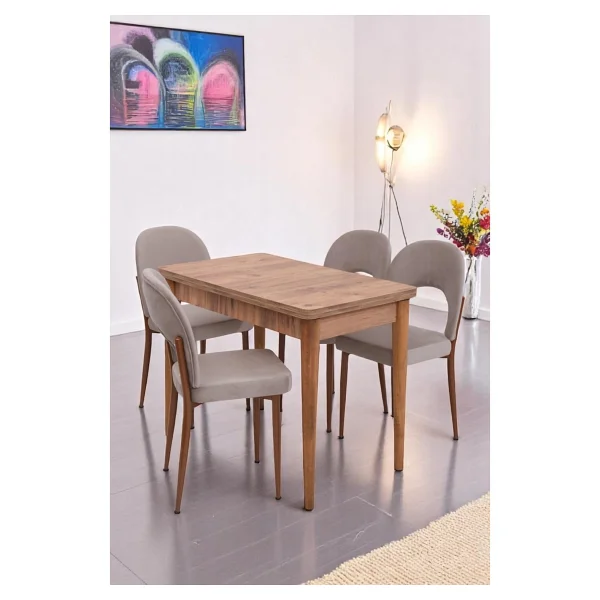 Damla Hilal Mdf Mutfak Masa Sandalye Takımı 60X100CM - Ceviz - 60 x 100 cm - Görsel 7