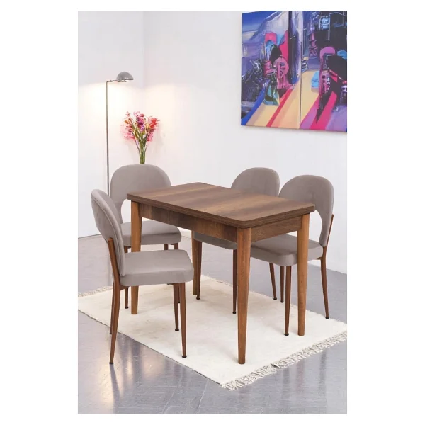 Damla Hilal Mdf Mutfak Masa Sandalye Takımı 60X100CM - Ceviz - 60 x 100 cm - Görsel 8