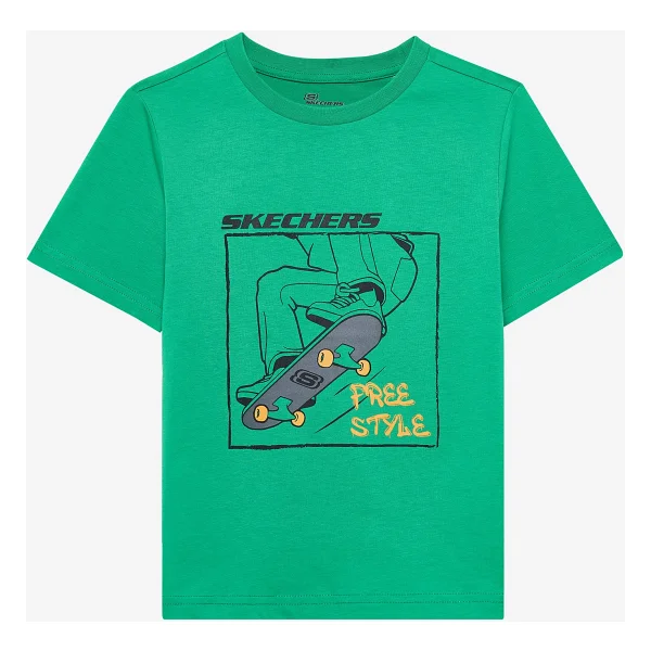 Skechers Graphic SK2510112-315 Mavi Kısa Kollu Bisiklet Yaka Çocuk Tişört - Görsel 6