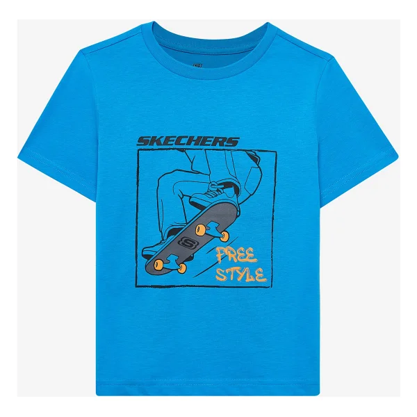 Skechers Graphic SK2510112-315 Mavi Kısa Kollu Bisiklet Yaka Çocuk Tişört - Görsel 5