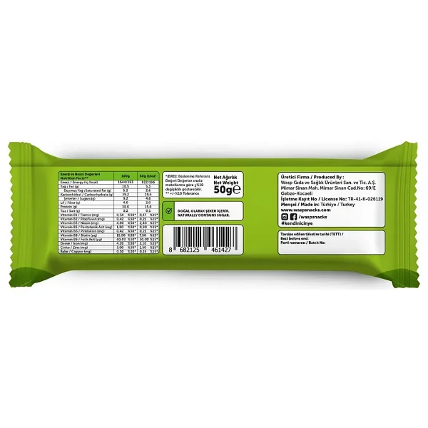 WaspCo Antep Fıstıklı 50 gr 12'li Yüksek Protein Bar - Görsel 4