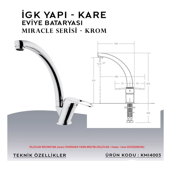 Kare Miracle KMI 4003 Mix Mutfak Bataryası - Görsel 4