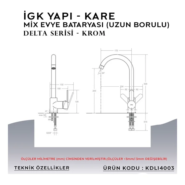Kare Delta Mix KDL 14003 Mutfak Bataryası - Görsel 5