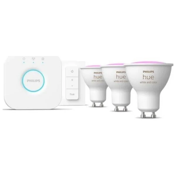 Philips Hue 400 Renkli Ambiyans 4.2 W-50 W GU10 3'lü Spot Akıllı LED Ampul + Dimmer Anahtar + Bridge Başlangıç Seti - Görsel 7