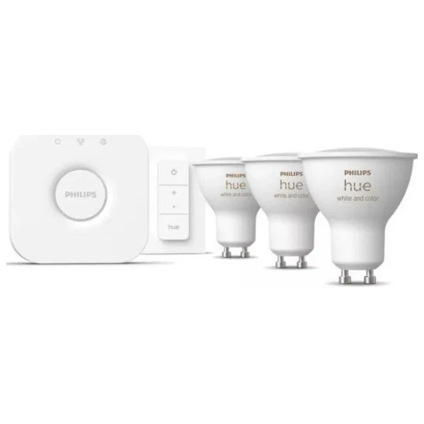 Philips Hue 400 Renkli Ambiyans 4.2 W-50 W GU10 3'lü Spot Akıllı LED Ampul + Dimmer Anahtar + Bridge Başlangıç Seti - Görsel 8