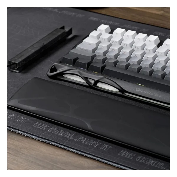 GravaStar Klavye Bilek Desteği, Ergonomik, Kaymaz Tabanlı, PU Deri Yüzeyli Bilek Destek Pedi, Siyah - Görsel 9