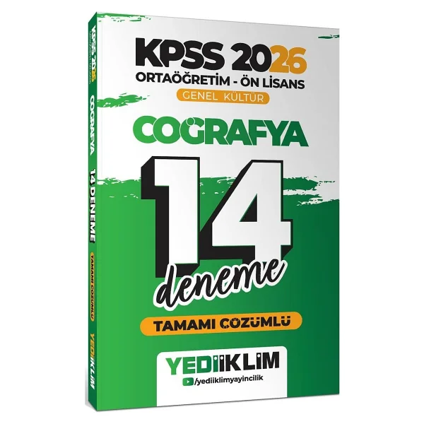 Yediiklim Yayınları 2026 KPSS Ortaöğretim Ön Lisans Genel Kültür Coğrafya Tamamı Çözümlü 14 Deneme - Görsel 2