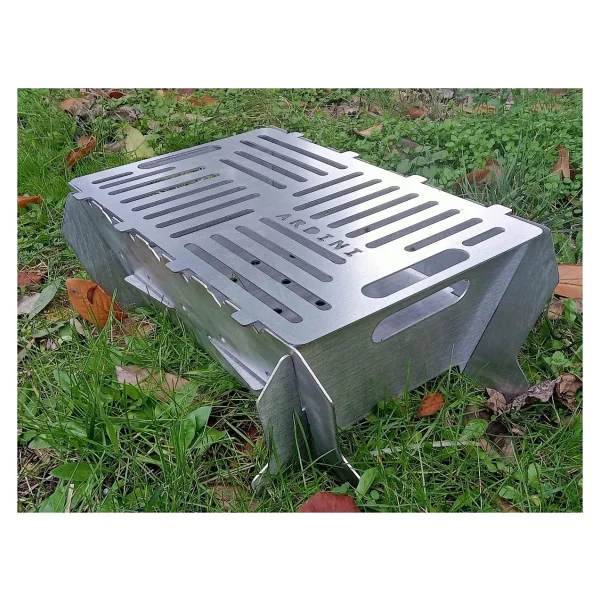 Lazer Mangal Portatif Pratik Katlanabilir Paslanmaz Izgaralı 41X25 cm - 41 x 25 cm - Görsel 4