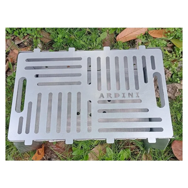 Lazer Mangal Portatif Pratik Katlanabilir Paslanmaz Izgaralı 41X25 cm - 41 x 25 cm - Görsel 5