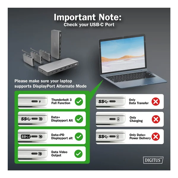 Dıgıtus Usb-C Docking Statio 3.2 Gen 2 Bağlantı Noktası (10 Gbit/s),8 Port - Görsel 3