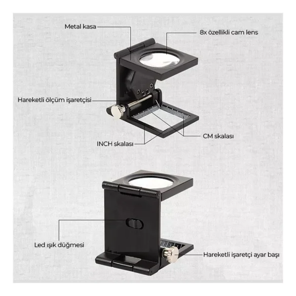 Loyka 9005A Mini Metal Büyüteç - Görsel 3