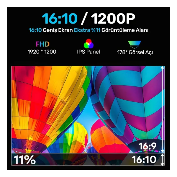 Npo NPM788 16" 14 ms Full HD IPS 3'lü Taşınabilir Monitör - Görsel 5