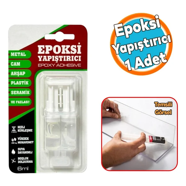 Hızlı Kuruyan Epoksi Yapıştırıcı 6 Ml Güçlü Genel Amaçlı Yapışma Metal Plastik Seramik Cam Kullanım - Görsel 5