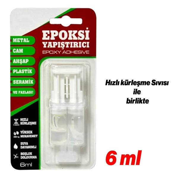 Hızlı Kuruyan Epoksi Yapıştırıcı 6 Ml Güçlü Genel Amaçlı Yapışma Metal Plastik Seramik Cam Kullanım - Görsel 4