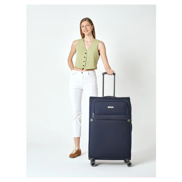 Pierre Cardin 04PC6000 Kumaş Kabin + Orta + Büyük Boy Lacivert 3'lü Valiz Seti - Görsel 6