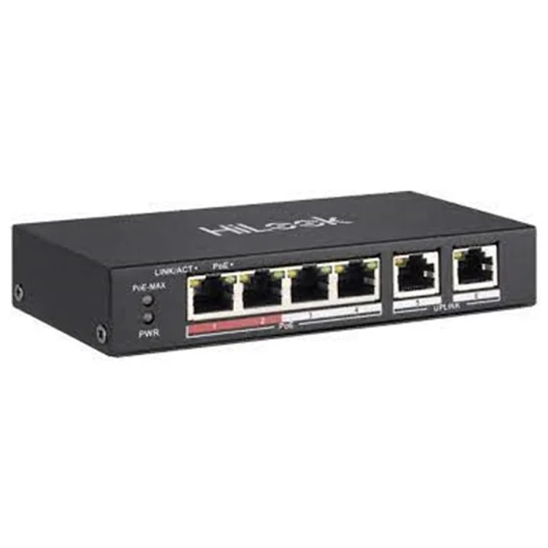 HiLook NS-0106MP-35 10/100 4 Port PoE 2 Port Uplink Fast Ethernet Metal Switch - Görsel 2