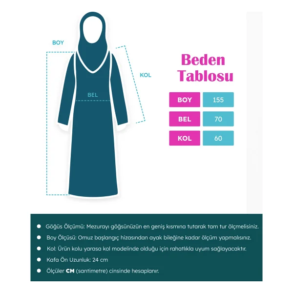 Manolyaşal Pratik Başörtülü Rahat Giyilebilen Organik Tek Parça Namaz Elbisesi - Zümrüt - Standart - Görsel 6