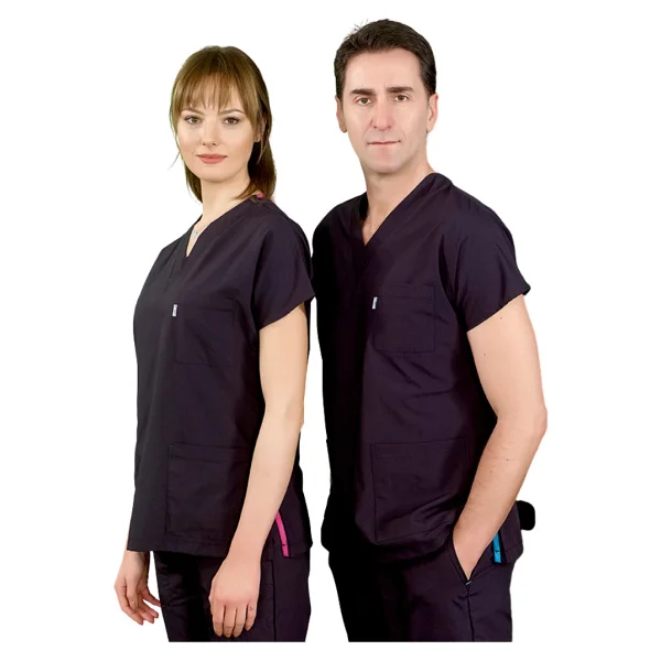 Çizgi Medikal Siyah Dr Greys Scrubs (Terikoton/ince Kumaş) T100 - Görsel 5