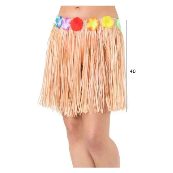 Yetiskin Ve Cocuk Uyumlu Rengarenk Puskullu Hawaii Luau Hula Etek 40 Cm - Görsel 3