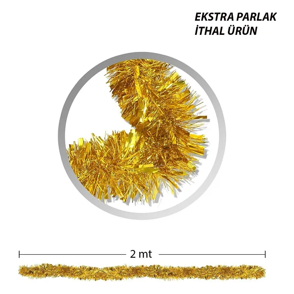 Parti İçin Sim Süs 2 Metre Uzunluk 6 cm Genişlik Altın Renk İthal - Görsel 2