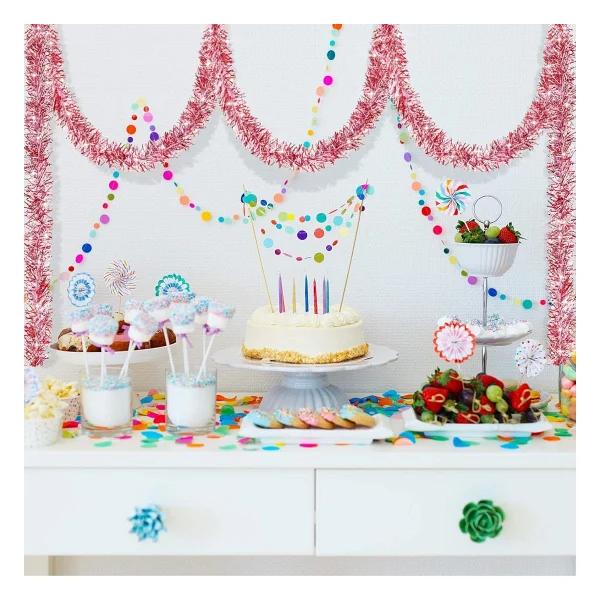 Parti İçin Sim Süs 2 Metre Uzunluk 6 cm Genişlik Pembe Renk İthal - Görsel 4