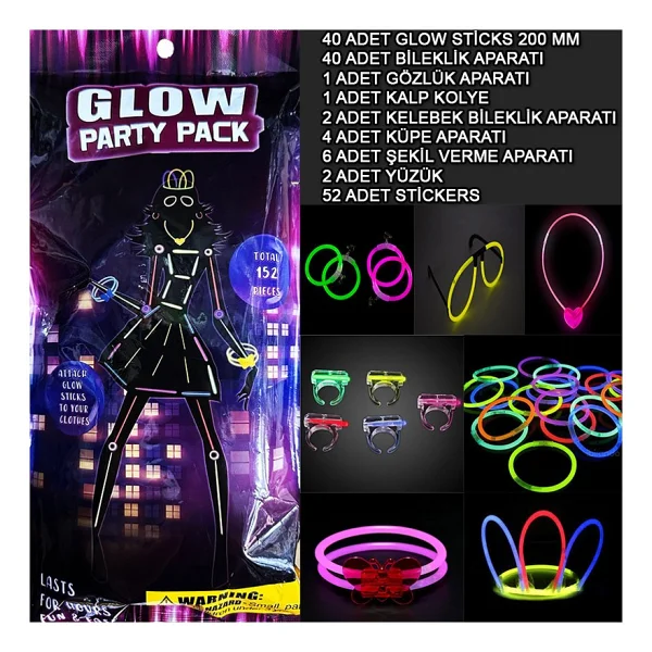 Glow Parti Seti 152 Parçalık Lüglow Stick Kostüm Seti - Görsel 2