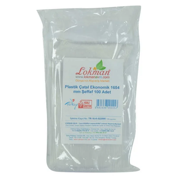 Plastik Çatal Ekonomik 1654 mm Şeffaf 100 Adet 1 Paket - Görsel 2