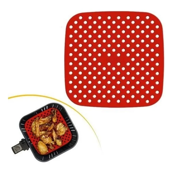 Renkli Isıya Dayanıklı Yıkanılabilir Silikon Fırın Ve Airfryer Kare Pişirme Matı 21,5 Cm - Görsel 5