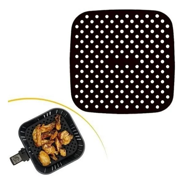 Renkli Isıya Dayanıklı Yıkanılabilir Silikon Fırın Ve Airfryer Kare Pişirme Matı 21,5 Cm - Görsel 2
