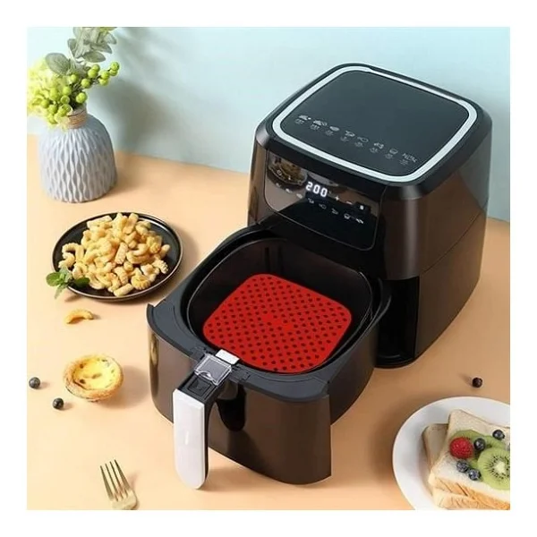 Renkli Isıya Dayanıklı Yıkanılabilir Silikon Fırın Ve Airfryer Kare Pişirme Matı 21,5 Cm - Görsel 3