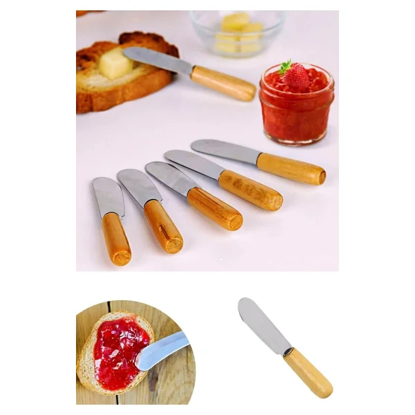 Bambu Saplı 6 Adet Lüx Tereyağı/recel Bıçağı - Ahşap - Görsel 2