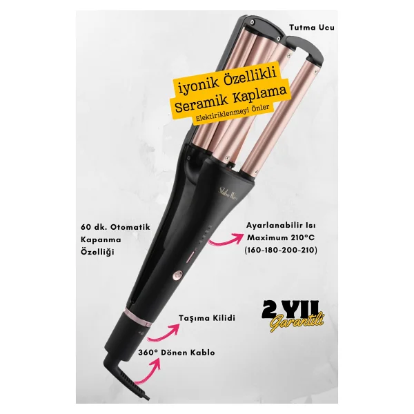 Shibowavy Wag Maşa 4 Ayarlı Siyah Renk ULTRA DERİN İri Dalgalar (32MM/34MM/37MM/40MM AYARLANABİLİR ÖZELLİKLİ) - Görsel 4
