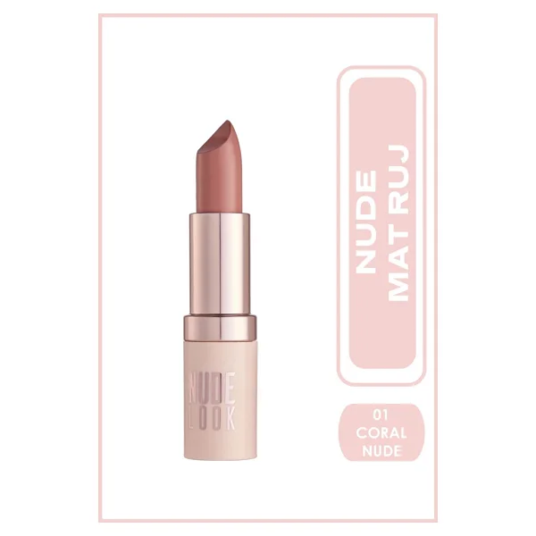 Golden Rose Nude Look Perfect Matte Lipstick 01 Coral Nude Ruj - Görsel 8