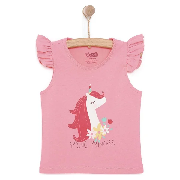 HelloBaby Kız Bebek Basic Tişört Bisiklet Yaka Atlet Kol Koyu Pembe 1 Yaş - Görsel 7